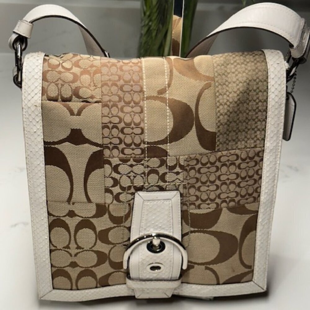 Coach Signature Jacquard Patchwork with Leather & Snake Trim - Picture 4 of 15